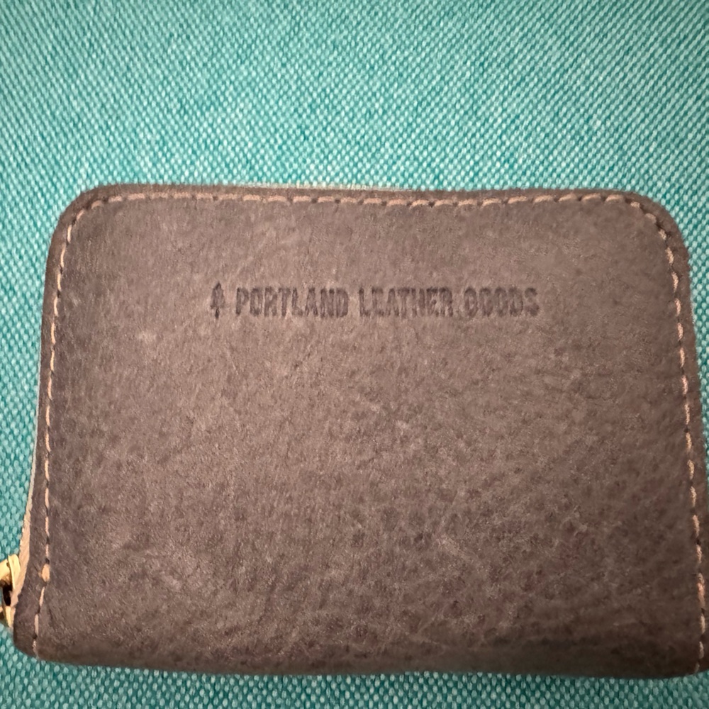 Portland Leather Goods Blue Steel Small Zip Wallet GUC